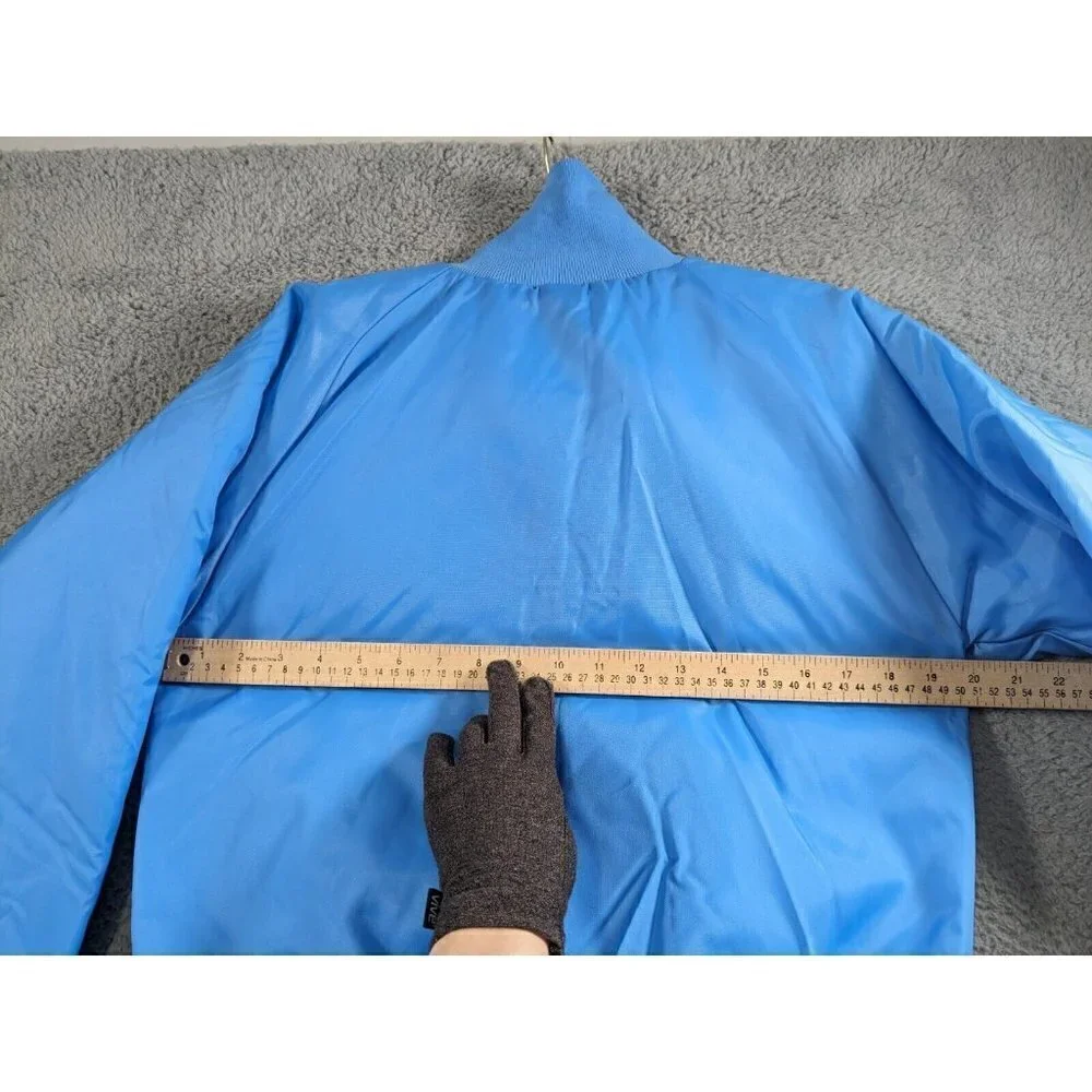 Vintage Butwin Jacket XS Nylon Varsity Style Lined  Front Zip Pocket Blue Gray